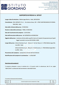 Classificazione Resistenza chimica delle superfici interne di impianti di separazione per liquidi leggeri