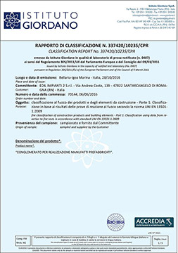 Classificazione di reazione al fuoco